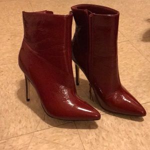 Faux Leather Red Heel Boots